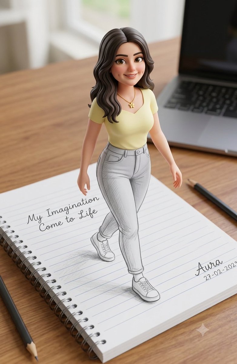 3D错觉素描肖像：女孩跃然纸上